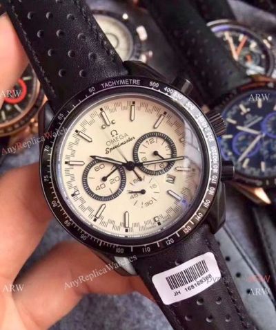 Best Copy Omega Speedmaster Black Case White Dial Watches 43mm
